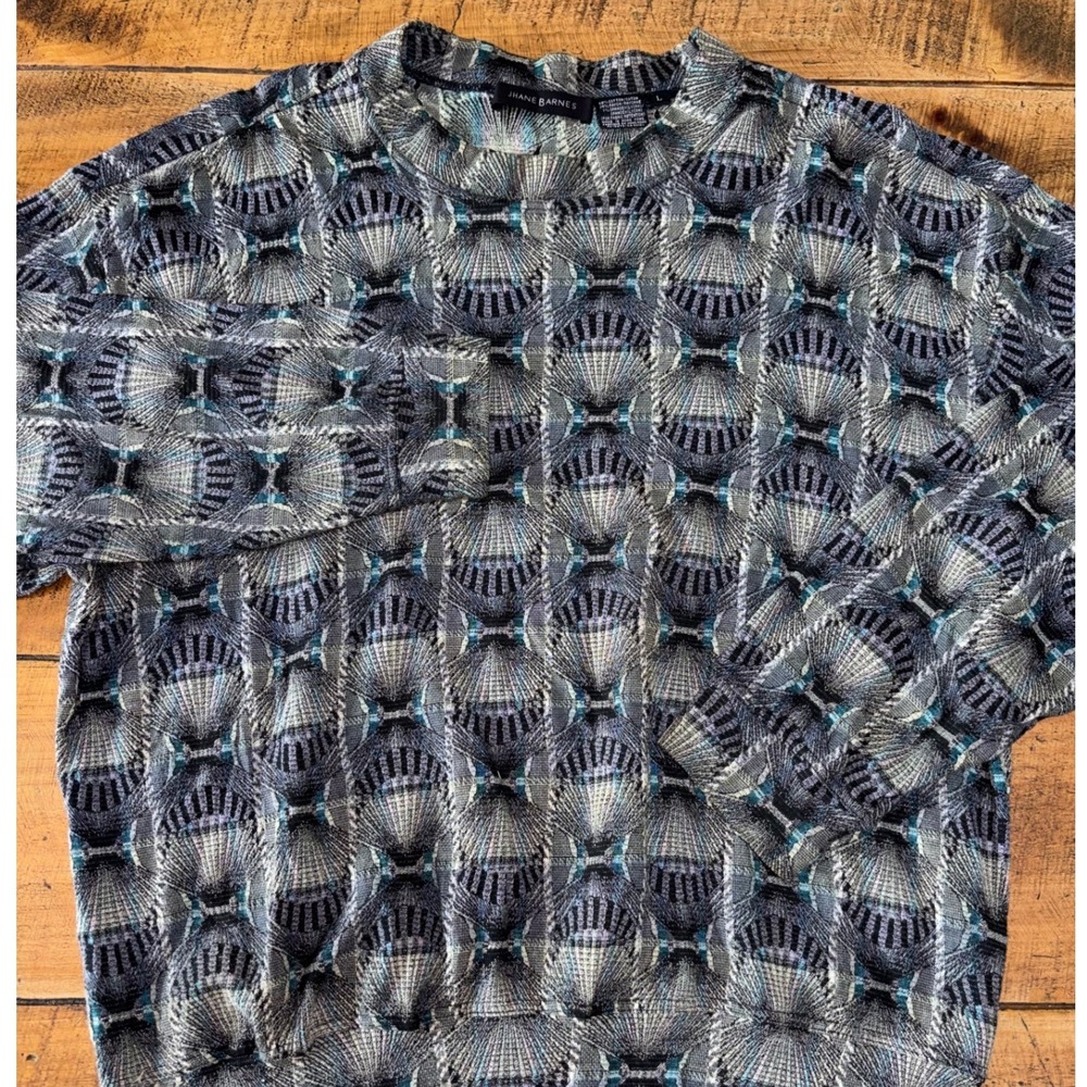 Jhane Barnes Mens Abstract Shell Geometric Design Pullover Sweater Size Large - Picture 2 of 7
